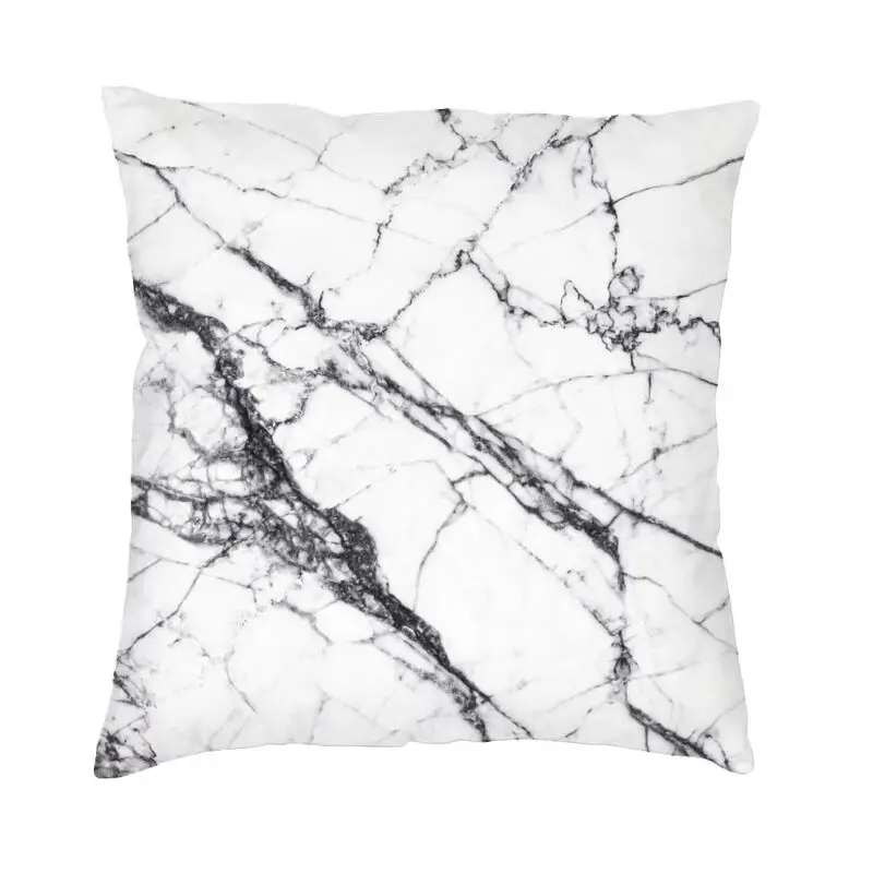 

Черно-белая мраморная текстура, декоративная подушка, 3D печать, современный геометрический Графический чехол для стула, двусторонняя навол...