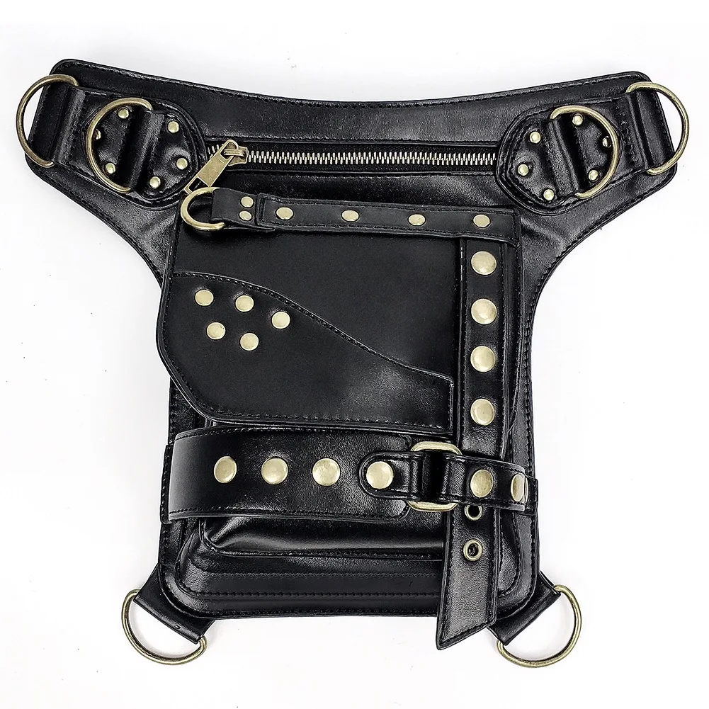 Steampunk new female bag retro motorcycle bag rivet Fanny pack male  crossbody bags for women  womens fanny pack
