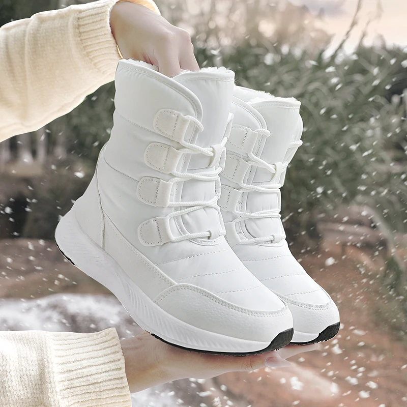 

Женские ботинки 2023, зимние белые ботинки для снега, водонепроницаемые Нескользящие утепленные плюшевые ботильоны, женская обувь, зимние ботинки Botas Mujer