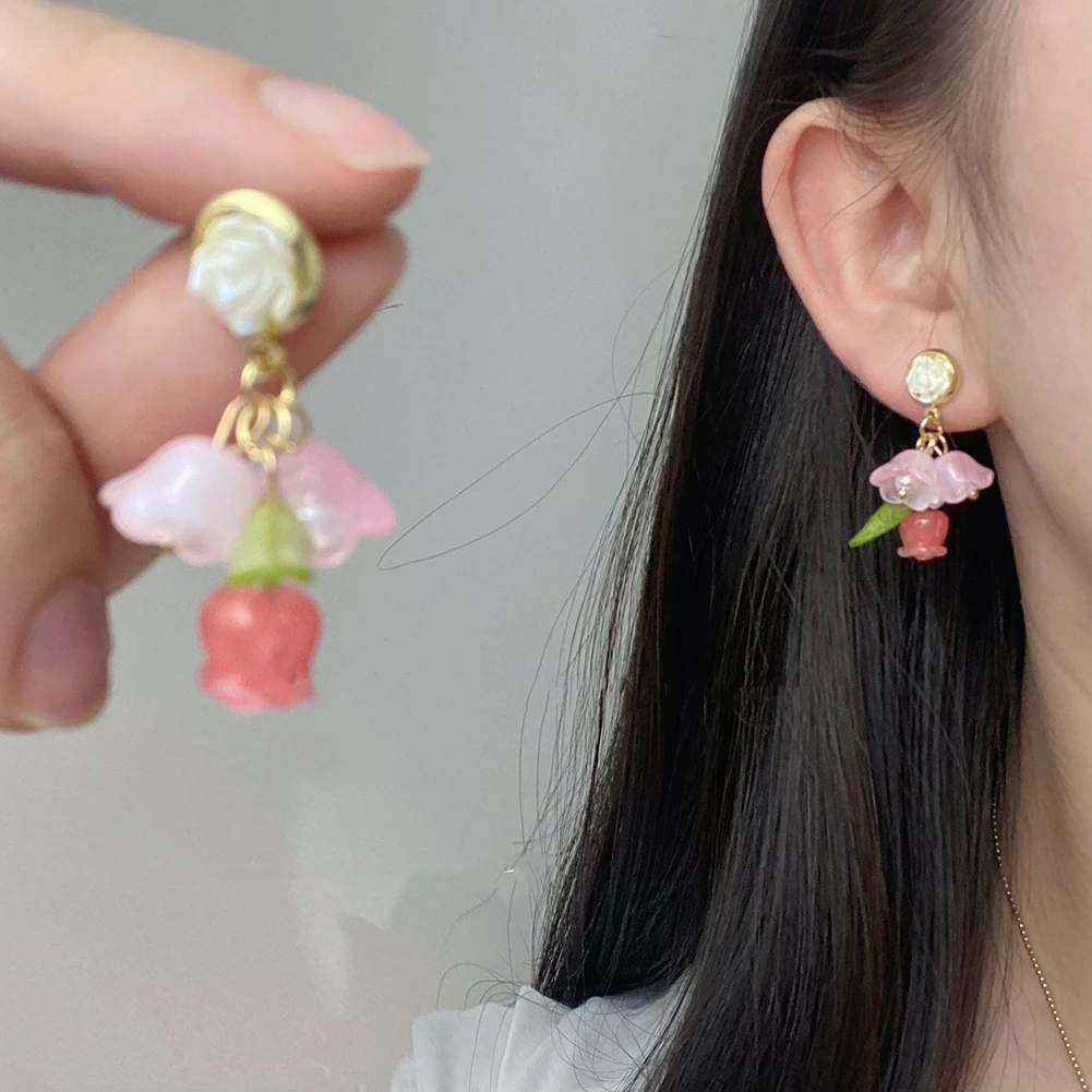 

Light Luxury Pink Rose Flower Stud Earrings For Women Exquisite Zircon Butterfly Temperament Earring Popular Party Jewelry