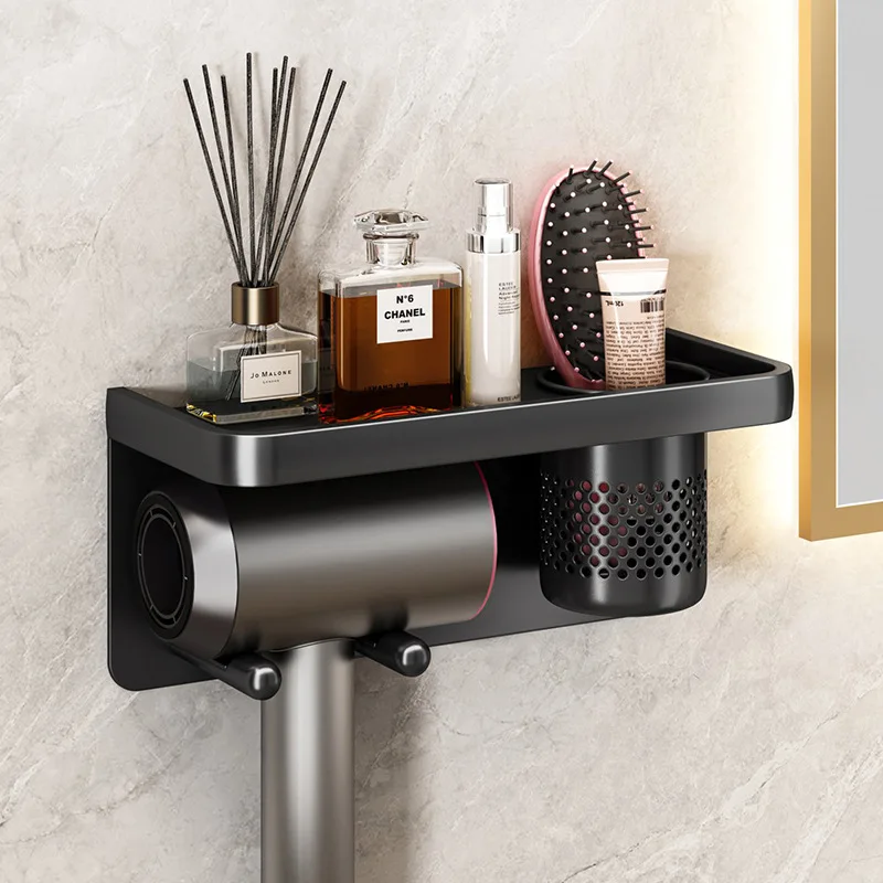 

Полка для сушки волос Dyson, полка для ванной комнаты без перфорации, настенная полка для ванной, для ленивых людей, для хранения воздуховодов, подвесная полка