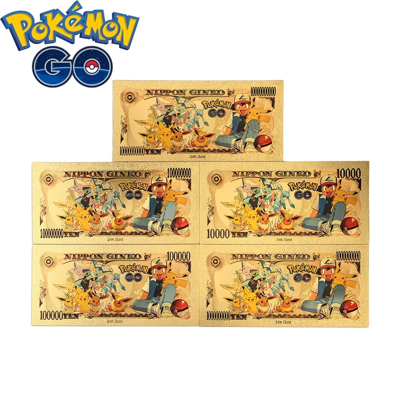 

Покемон Пикачу чармандер булбазавр анимация мультфильм карта цветная печать золотой фольги памятные банкноты коллекция подарок