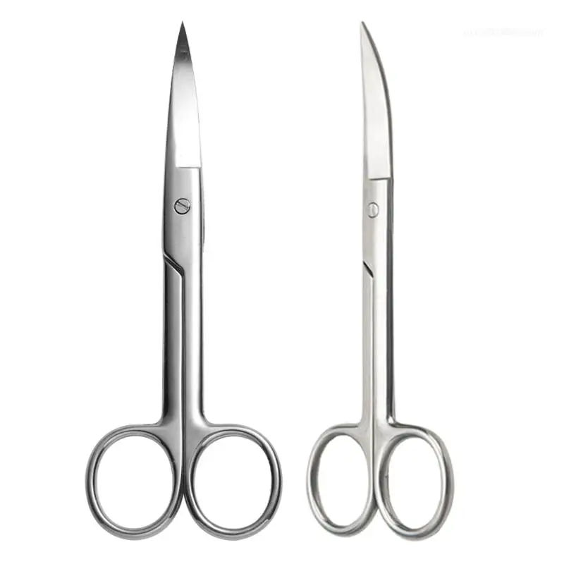 

Триммер из нержавеющей стали с прямым колено для макияжа, для носа, волос, бровей, ресниц, ножницы, резак, инструмент для стрижки лица для жен...