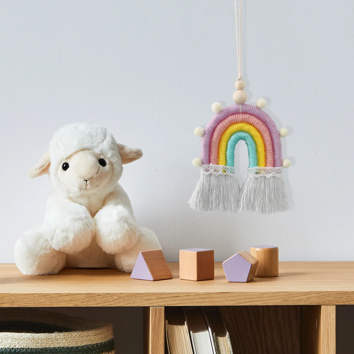 

Nordic Hand Woven Rainbow Tapestry Wall Hanging Pendant Kids Room Decor Room Hanging Ornament Balcony Home Wall Ornament