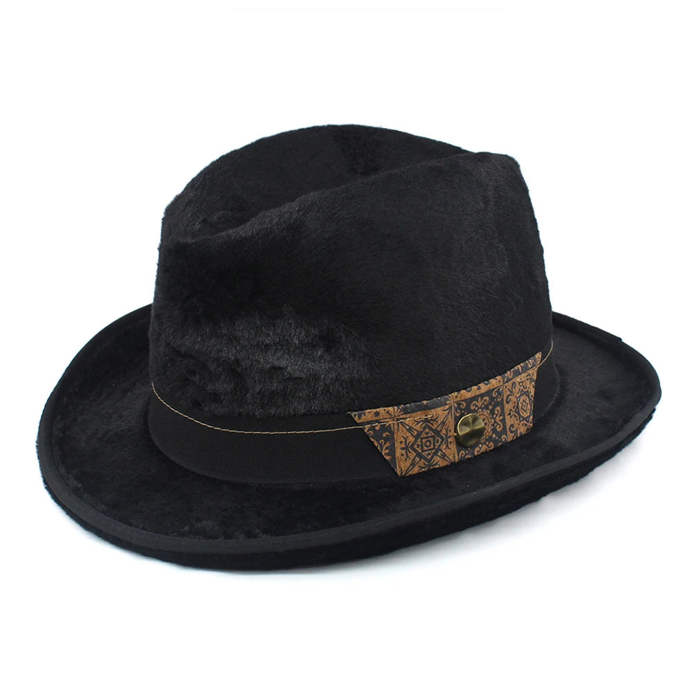 Мужчины Женщины Классические Ретро Черные Шапки Из Искусственного Меха Хомбург