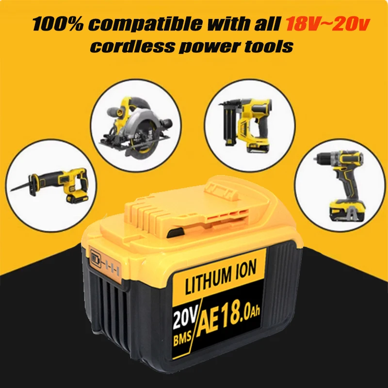 Литиевый аккумулятор DCB200 20 В 12000 мАч для Dewalt 18 DCB184 DCB182 DCB180 DCB201 DCB206
