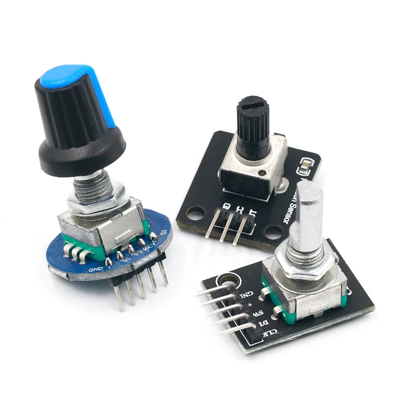 

360 Degrees Rotary Encoder Module Rotary Potentiometer Analog Knob Module for Arduino KY-040 RV09 Rotary Encoder EC11 Knob Cap