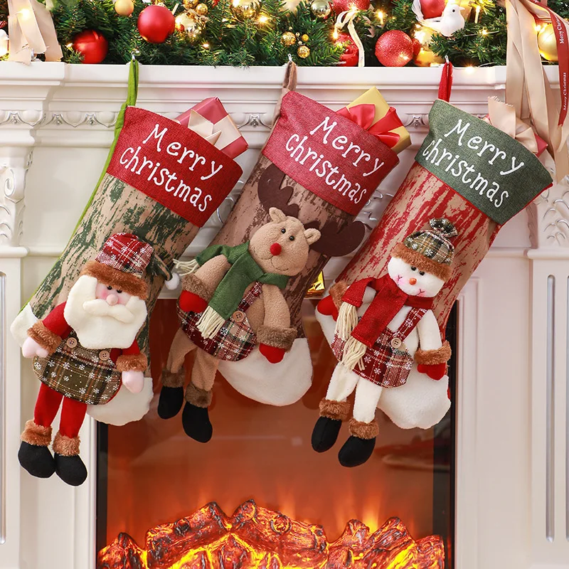 

Новинка 2022, рождественские конфетные носки, декоративный старый снеговик, лось, большие подарки, сумка, обязательные для фестиваля, три вари...