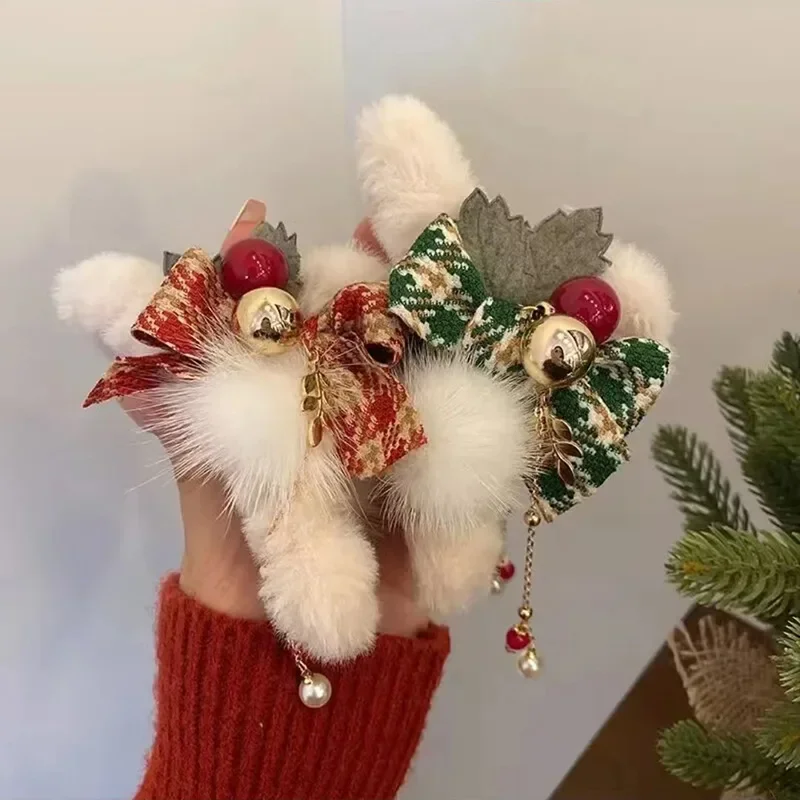 1 шт. осенне-зимняя рождественская плюшевая заколка с жемчугом и утконосом в виде