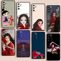 mulan cartoon phone case for huawei p10 p20 p30 p40 p50 lite pro 2019 plus lite e 5g black luxury silicone back soft funda cover