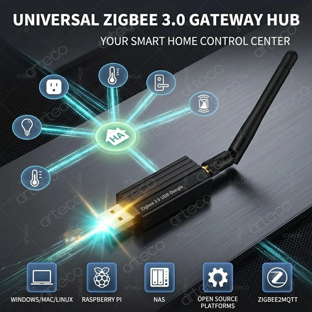 Фото Универсальный беспроводной смарт-шлюз/координатор Zigbee 3.0 USB с открытым исходным кодом для Home Assistant, Zigbee2MQTT, ZHA, OpenHAB №3