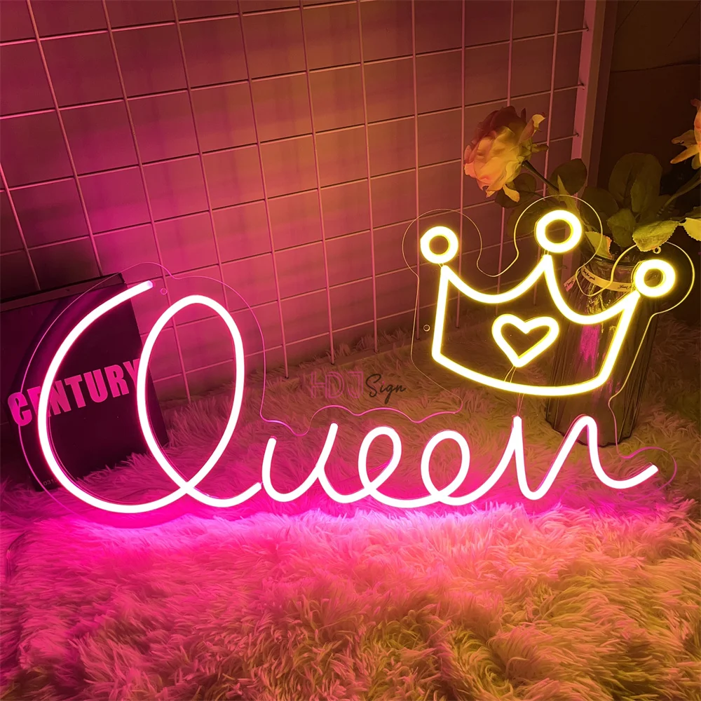 

Crown Led Neon Sign LED Wall Hanging Room Decor Queen Neon Lights Sign Girls Home Bedroom Wedding Party Wall Lamps Decoration