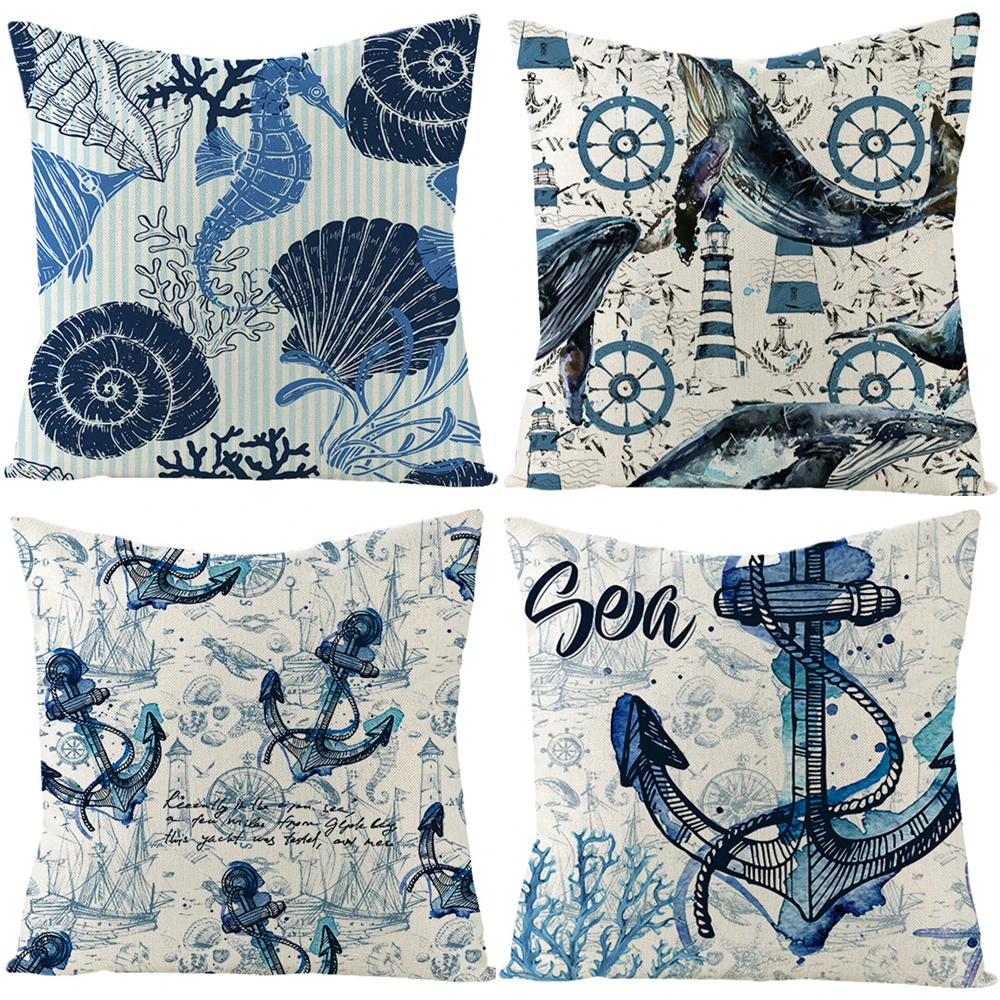 

Nautical Themed Pillows Cushion Cover 45x45 Couch Throw Pillow Cover Sofa Cushion Cover Pillowcase Decor for Car Bed Living Room