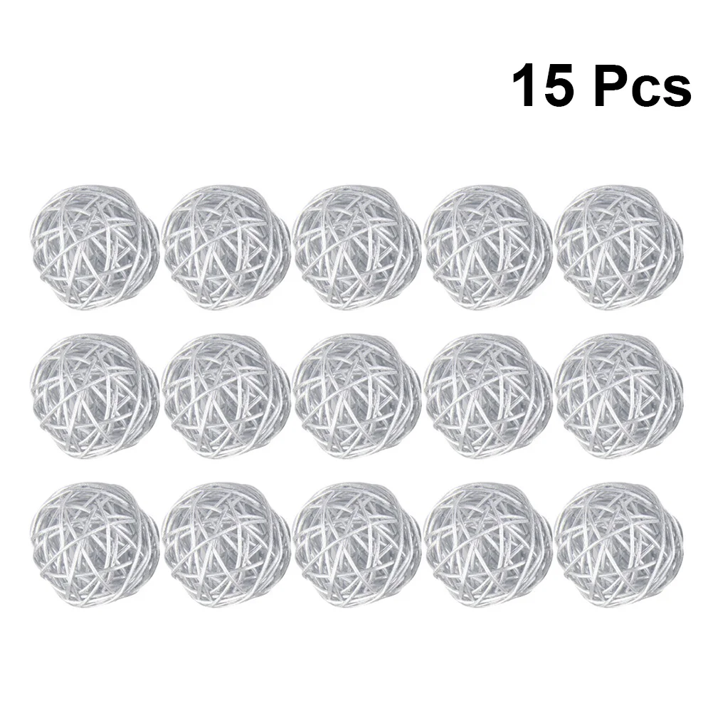 

15Pcs Wicker Rattan Balls Hanging Vine Spherical Natural Woven Vase Fillers Orbs Wedding Party Decor for DIY Craft Kindergarten