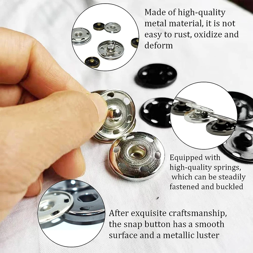 Набор металлических кнопок для шитья комплект из 40 наборов 12 мм