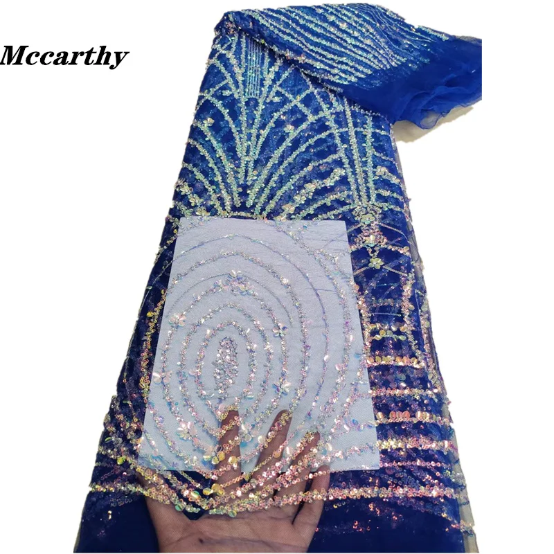 

Mccarthy African Lace Fabric 2022 High Quality French Mesh Lace Fabric Luxury Sequins Nigerian Lace Fabrics For Wedding Dress