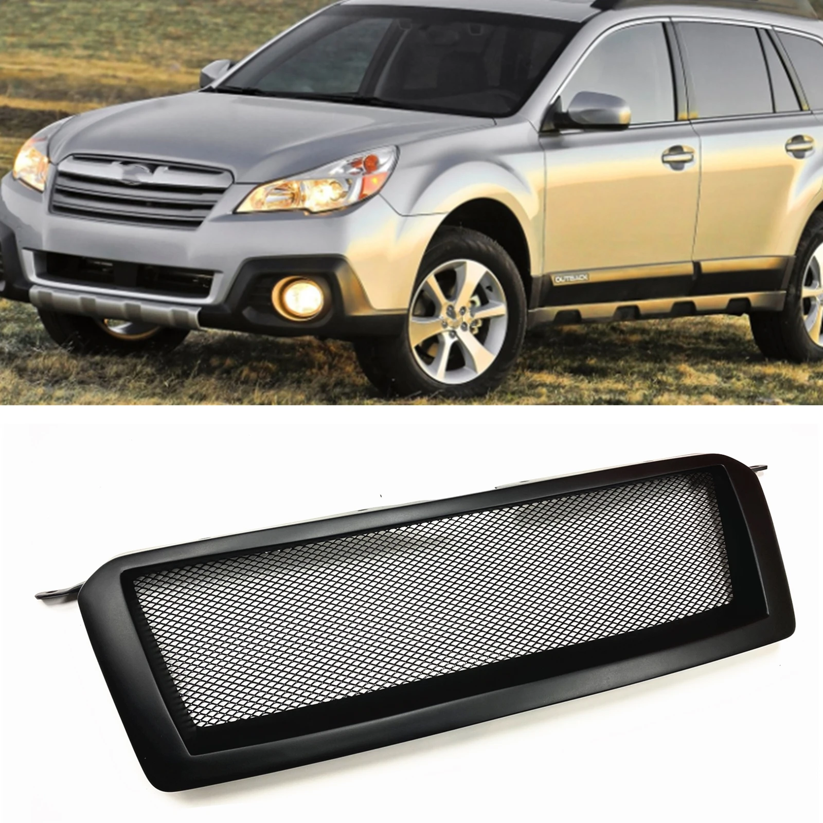 

Racing Grills For Subaru Outback 2013-2014 Sedan 4 Door Front Grille Fiberglass Black Car Upper Bumper Hood Mesh Body Kit Grid