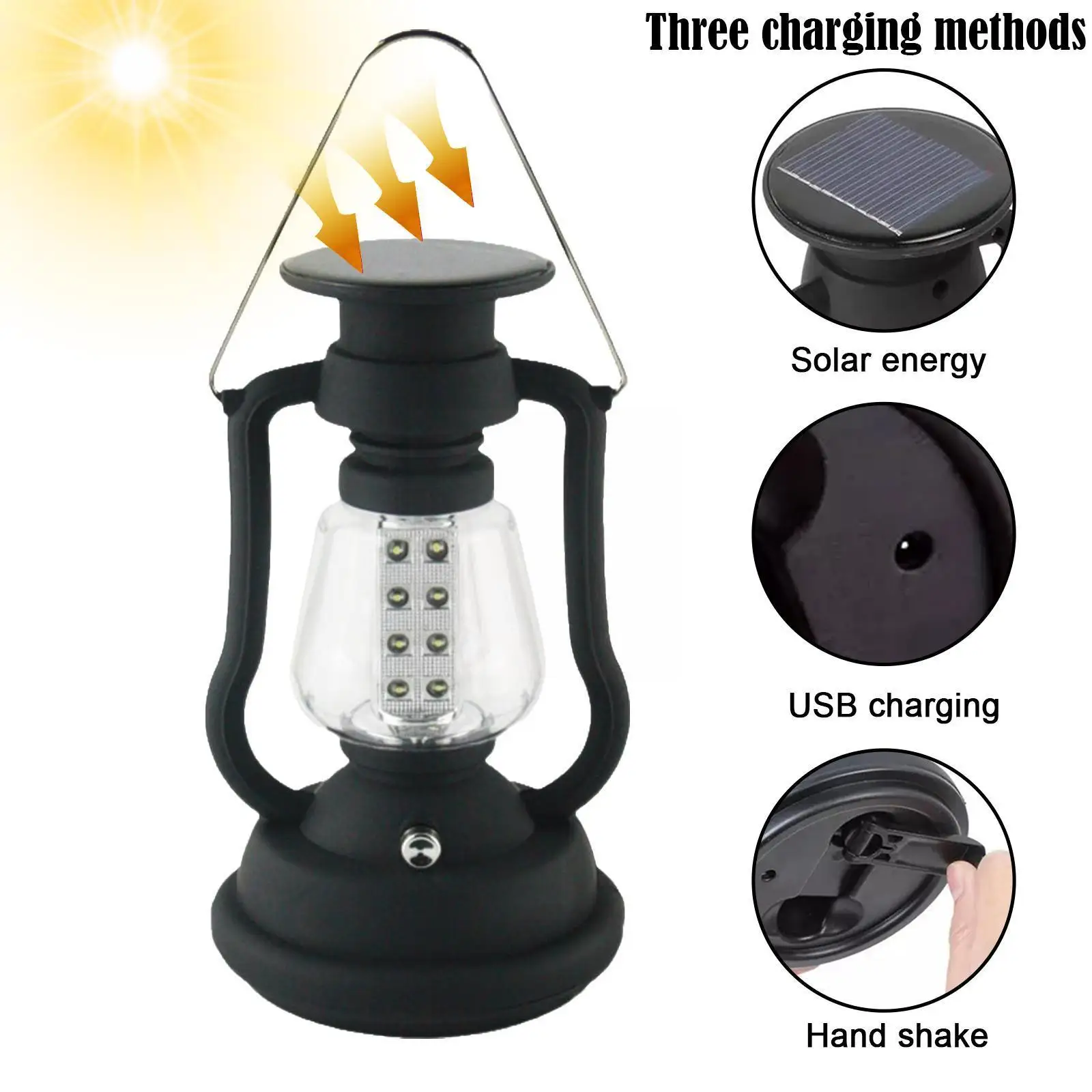 

16led Outdoor Lighting Lamp Hand Crank Solar Usb Rechargeable Waterproof Solar Camping Light Lamp For Emergency L0z4