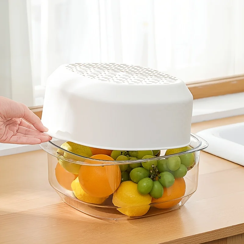 Большая двухслойная корзина для слива фруктов раковина прочная приготовления