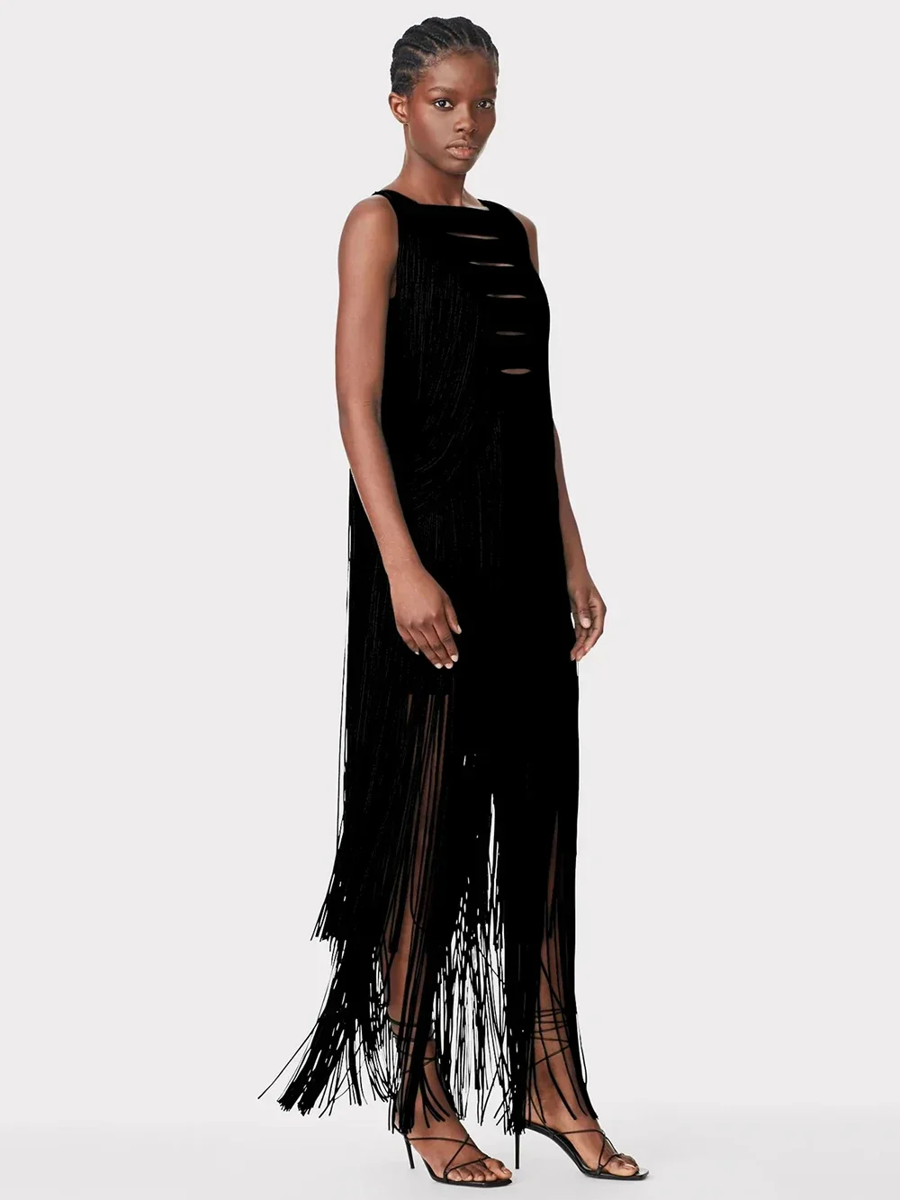 2024 новое летнее женское облегающее длинное бандажное платье без рукавов с