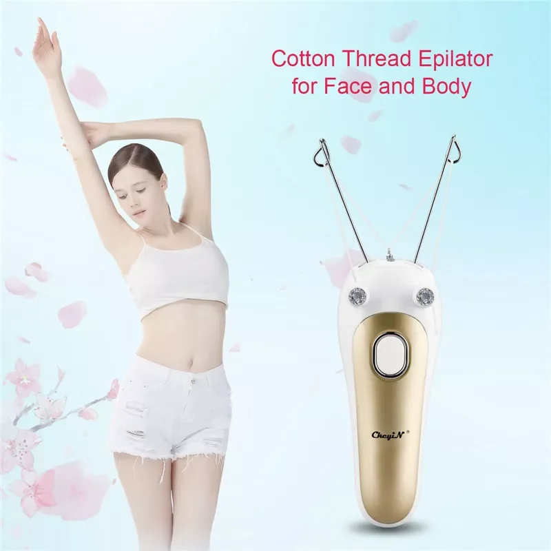 

Эпилятор Ckeyin женский Электрический, прибор для удаления волос на лице, хлопковая нить, бритва для тела и ног, 50