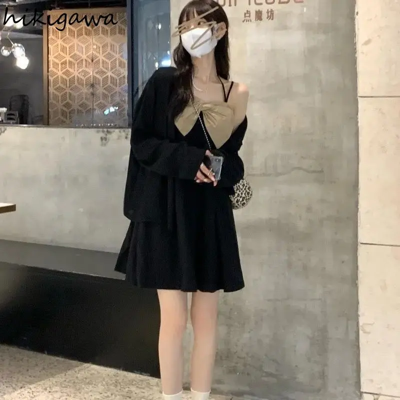 Женский комплект из двух предметов трикотажный кардиган контрастных цветов