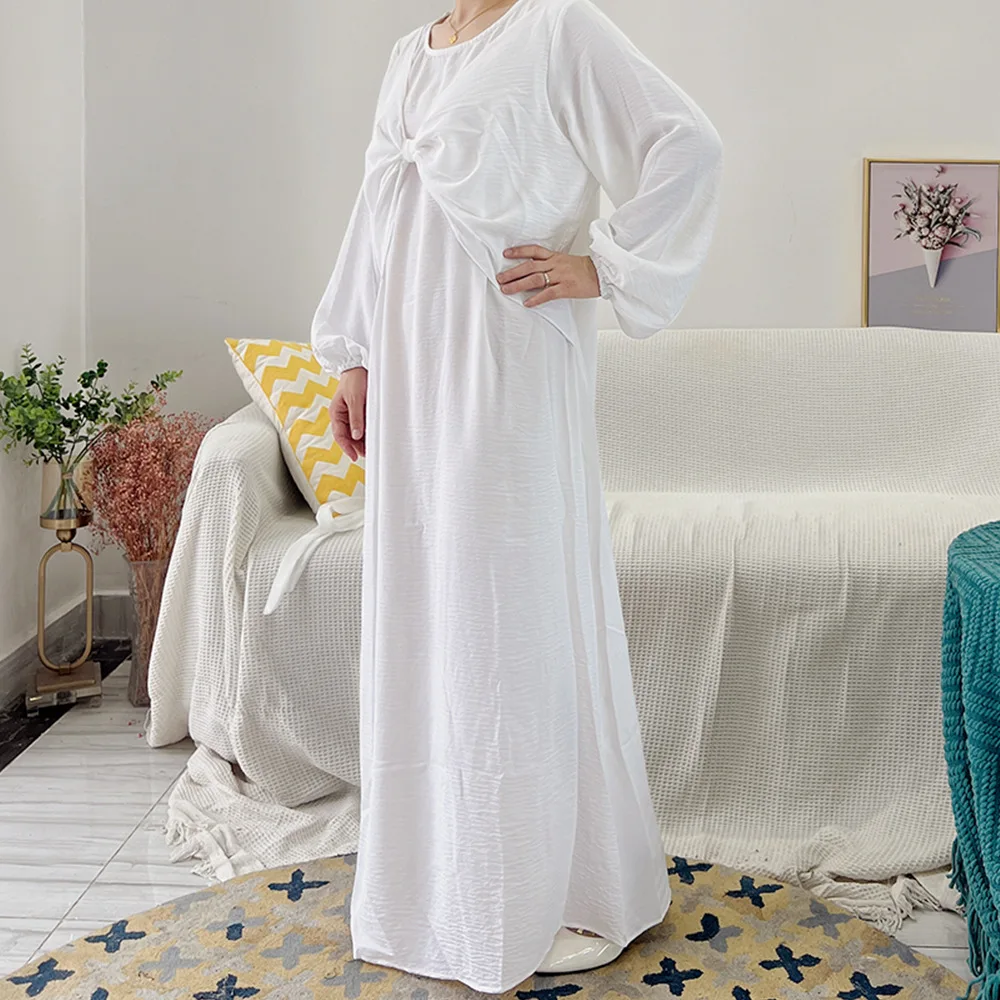 2022 Soft Tunic Dress Dubai Abaya Muslim Maxi Dresses for Women Middle East Robe Femme Musulmane Vestidos Largos Modest Dress