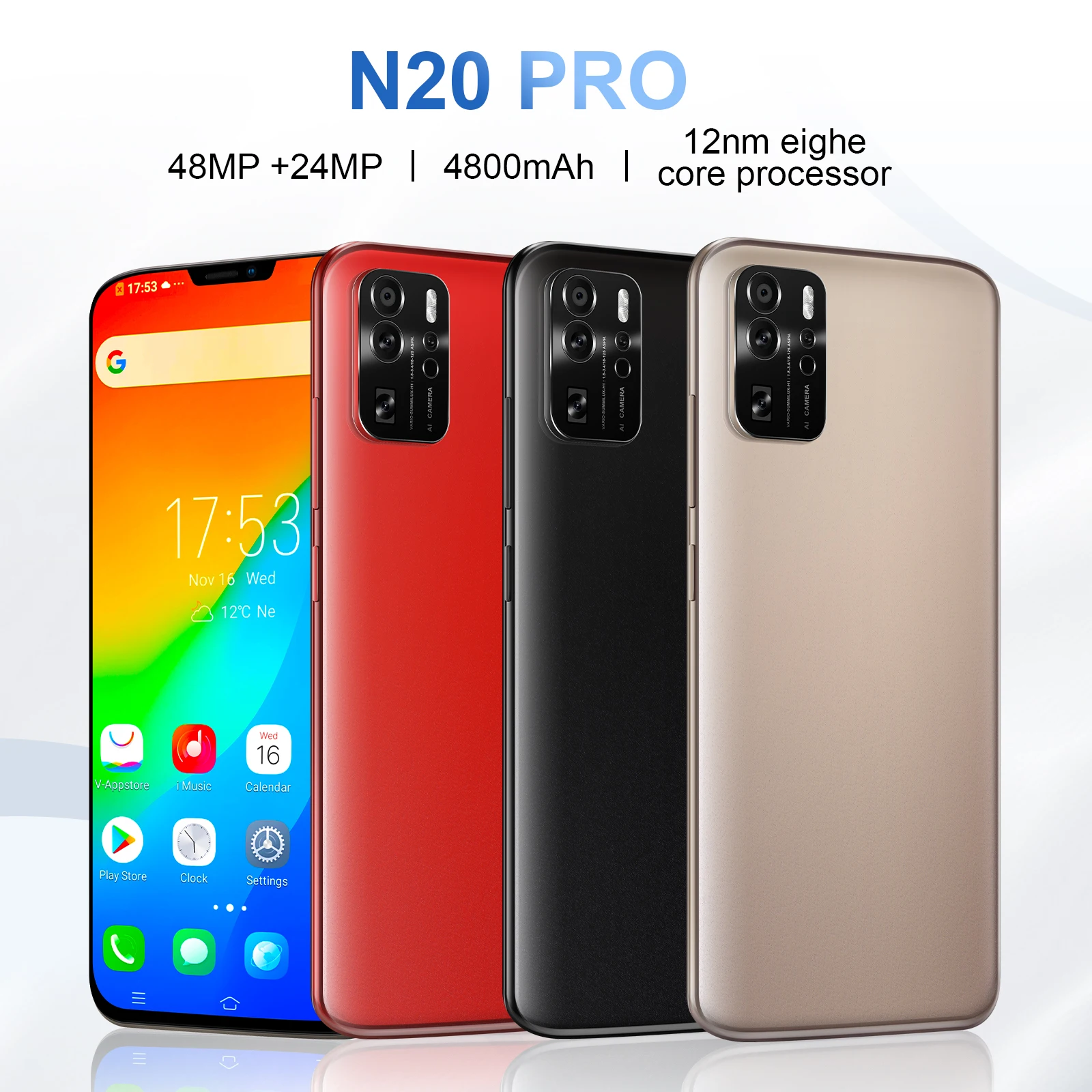 Оригинальный смартфон глобальная версия N20 Pro HD Full Screen 2022 дюйма, разблокировка по лицу, сотовые телефоны с восьмиядерным MTK 2,0 ГГц