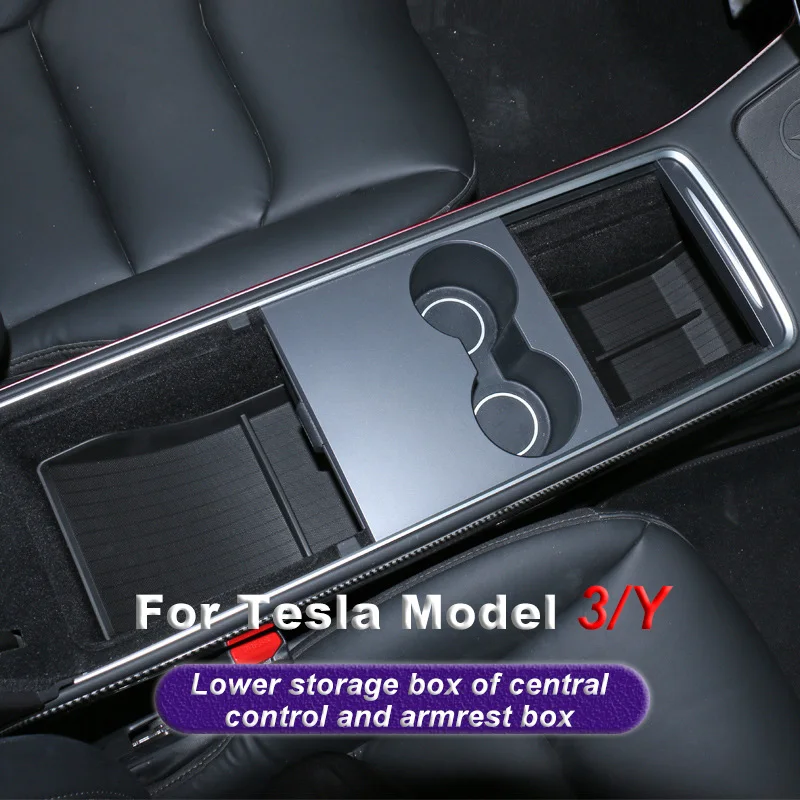 

Автомобильный центральный подлокотник, центральная консоль, нижний ящик для хранения из ТПЭ, нескользящая подкладка для Tesla Model 3, модель Y 2021, 2022, установка для интерьера