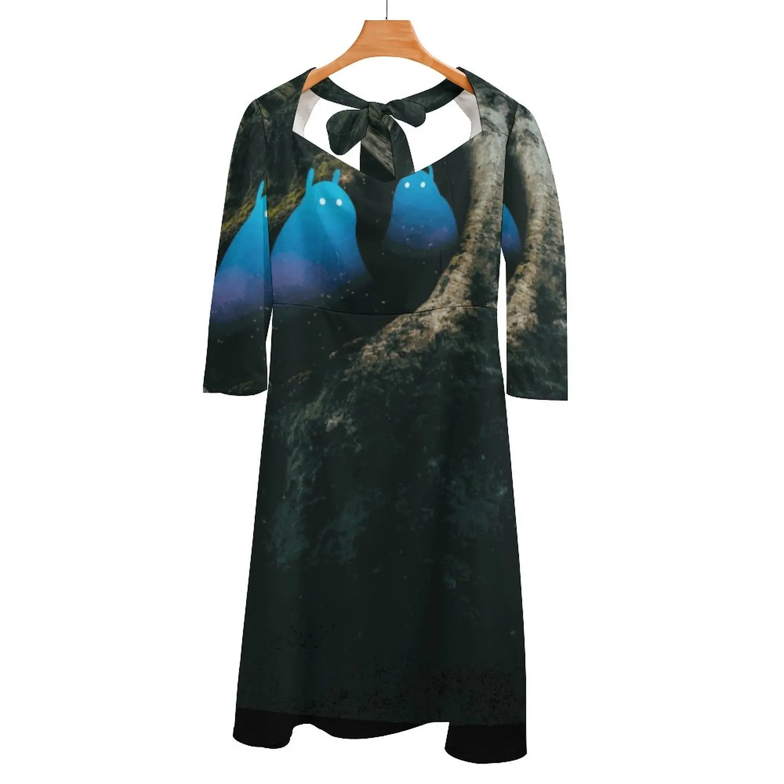 

In The Forest Of The Night Back Lacing Backless Dress Square Neck Dress Fashion Printed Dress 6Xl Hotamr Monsters Tree Amr