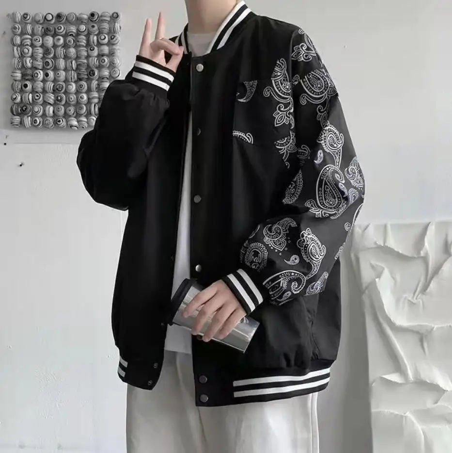 Мужская бейсбольная куртка черная Повседневная Свободная в стиле хип-хоп 2022 -