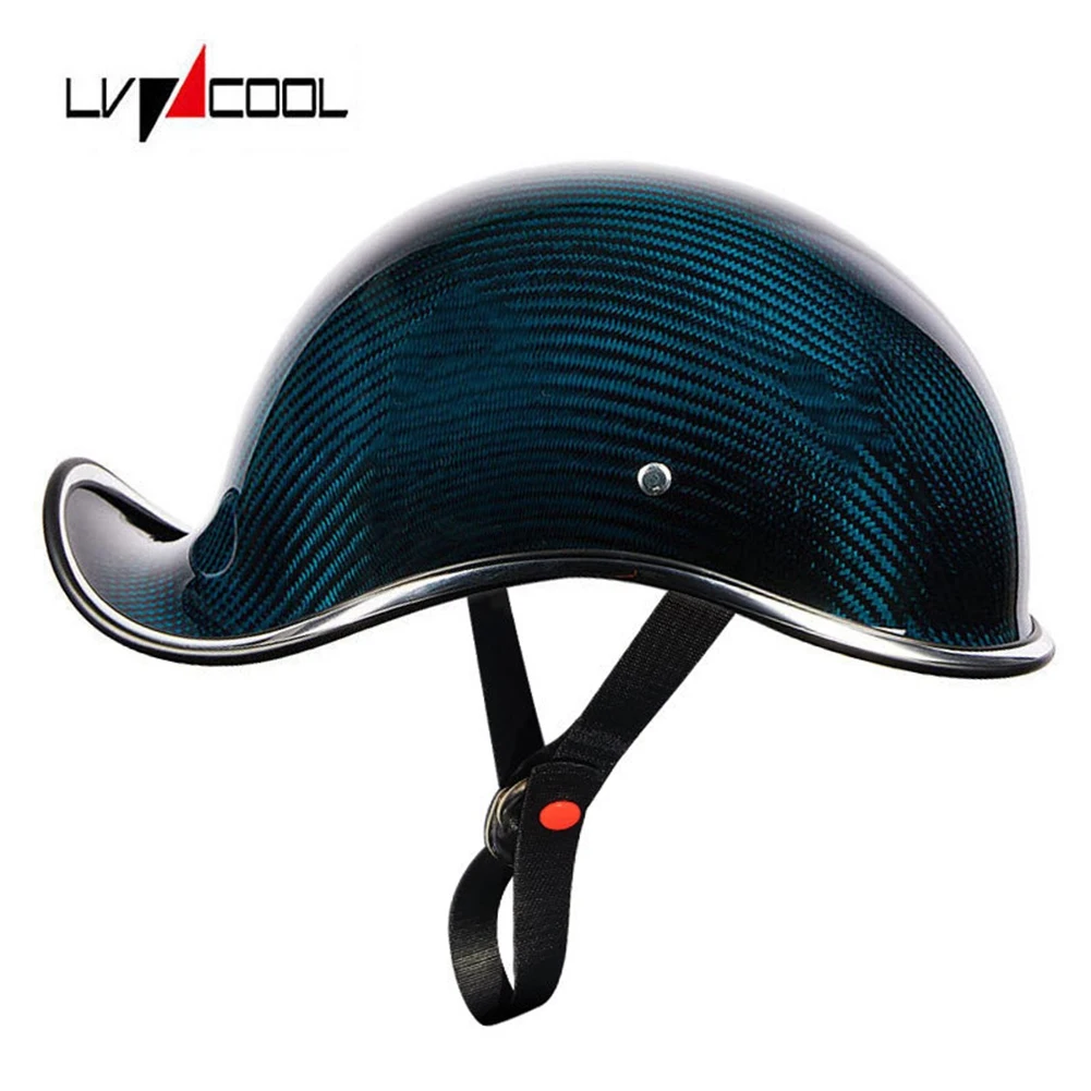 

LVCOOL Real Carbon Fiber Baseball Cap Helmet Motorcycle Vintage Retro Helmets for Cruiser Chopper Women Men C