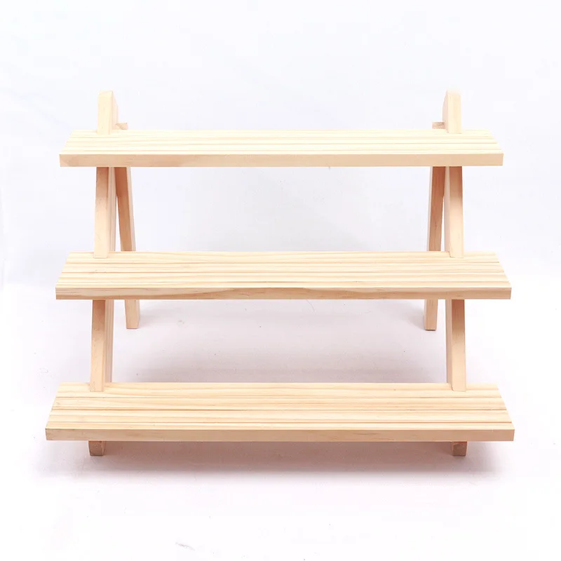 Wood Earring Ring Jewelry Display Stand Multi-Layer Bangle Rack  Showing Shelf Detachable Earring Card Holder for Table