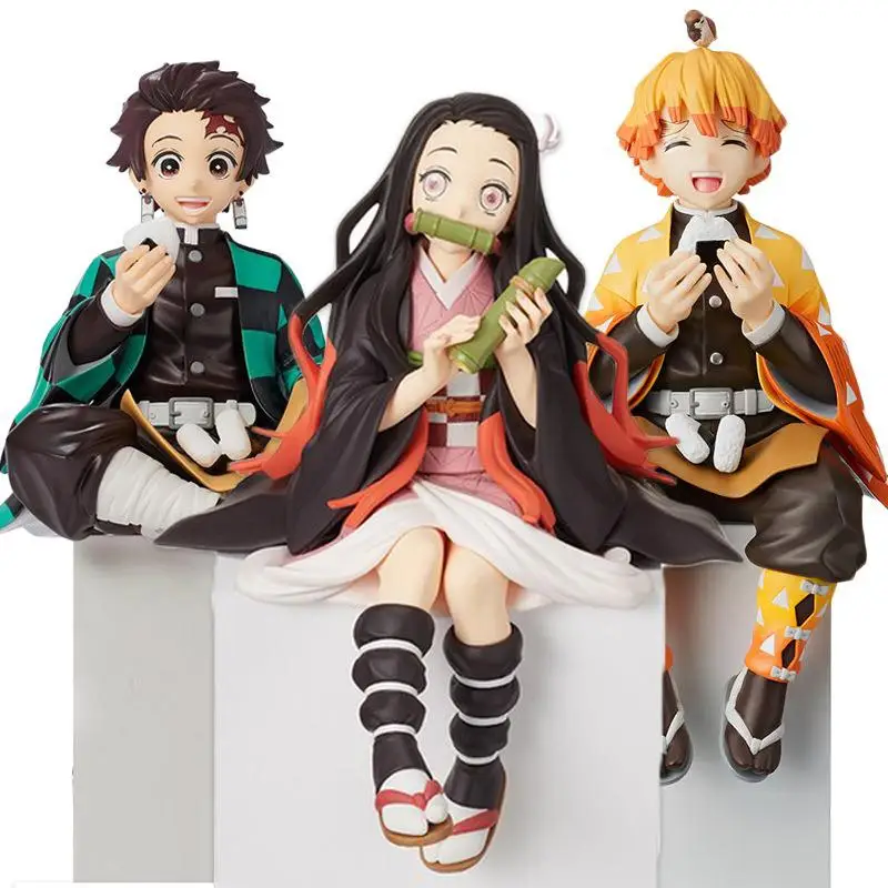 

Anime Demon Slayer Figure Tanjirou Nezuko Zenitsu Inosuke Shinobu Giyuu Muichirou Eat Rice Balls Pvc Action Figurine Toy 14cm