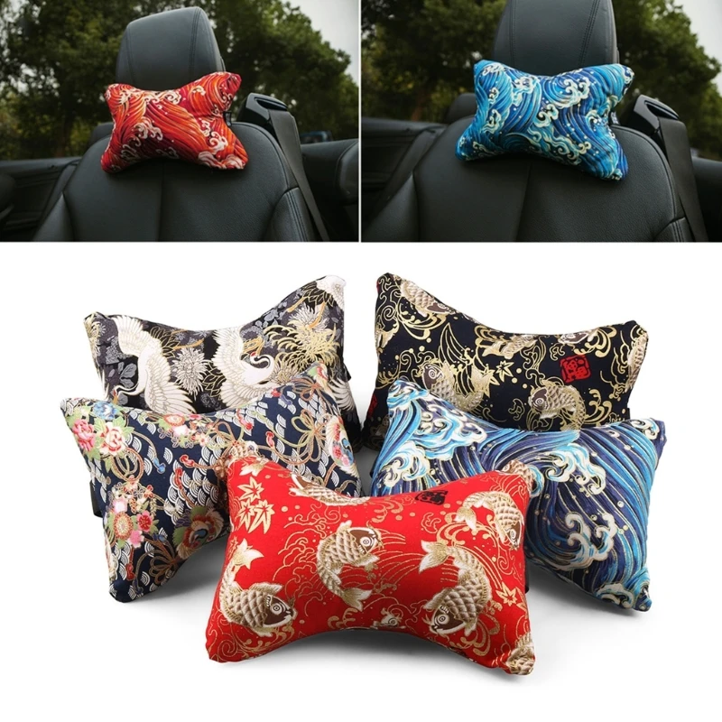 

Car Headrest Neck Rest Cushion with Japanese Pattern Car Neck Pillow Comfty