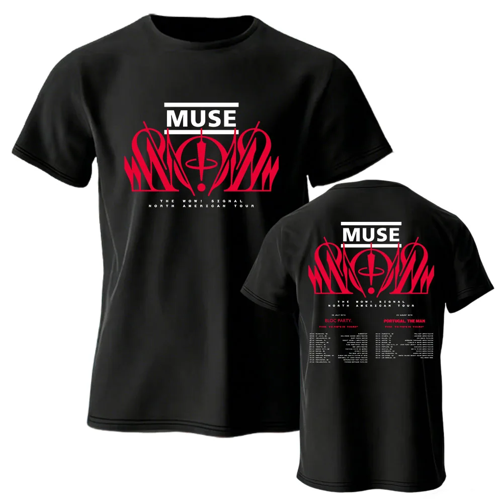 Фото Футболка MUSE для тура по Северной Америке The Wow! Футболки с дизайном альбома Signal, хлопковые летние мужские футболки с короткими рукавами, уличная одежда унисекс, топ №2
