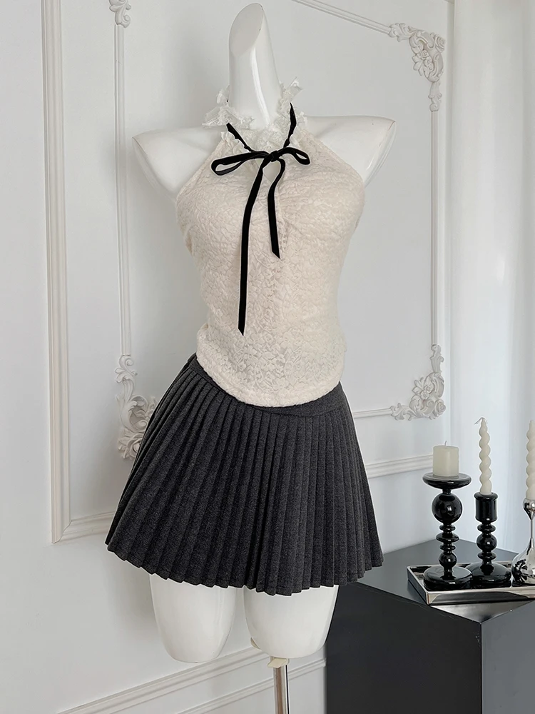 Зимний женский корейский балетный комплект Core Shoujo Girl Cute из 2 предметов кружевные