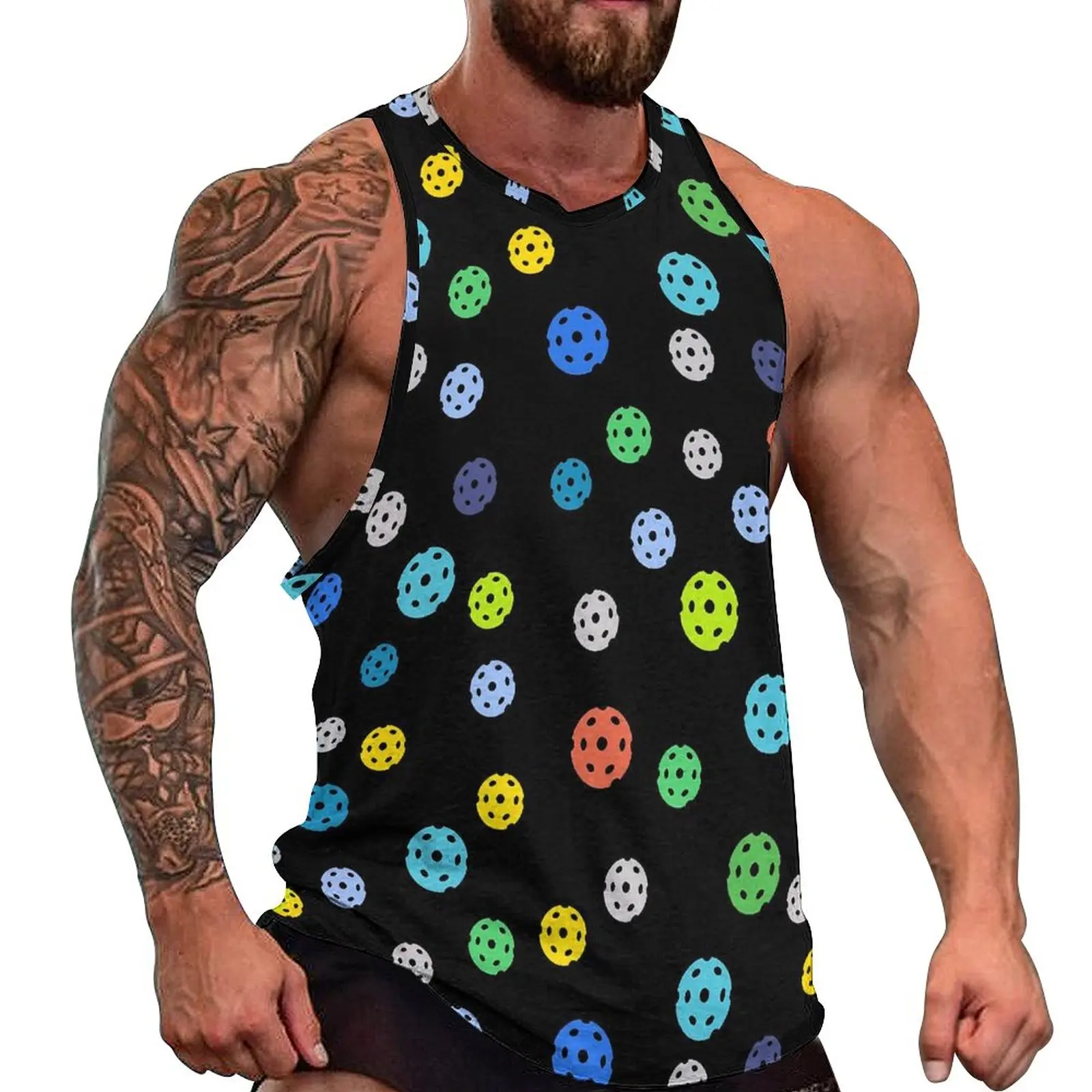 

Pickle Ball Tank Top Man Colourful Print Tops Summer Graphic Gym Streetwear Oversized Sleeveless Vests