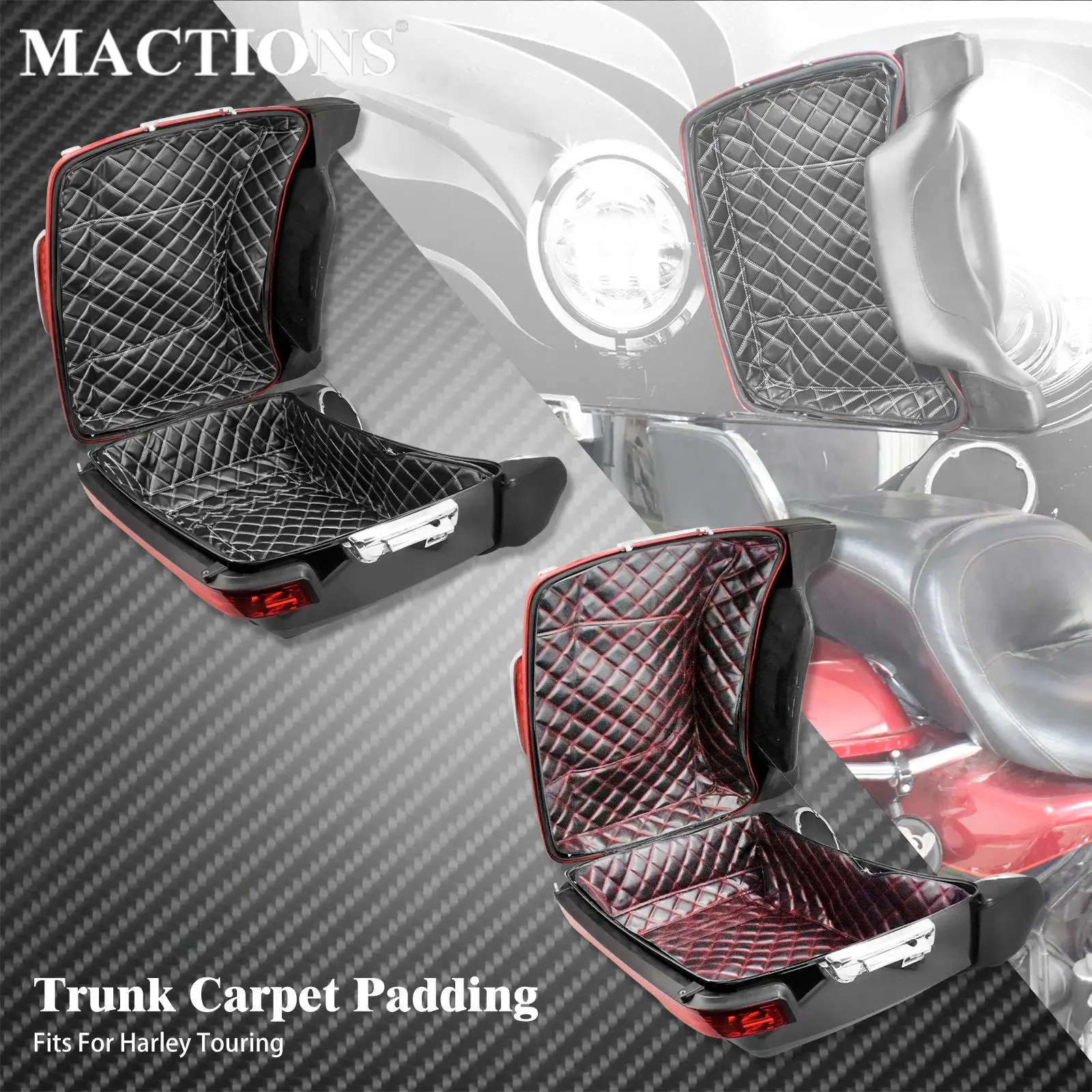 Motorcycle Black Chopped Pack Trunk Carpet Liner Leather For Harley Touring CVO Limited Road King Electra Street Glide 2014-2022 enlarge