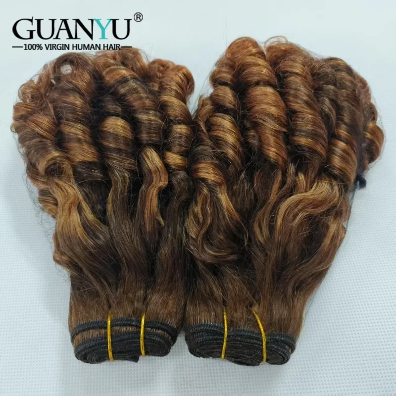 Фото Наборы бразильских натуральных волос Funmi Honey Blonde P4/30, 3/4 пучка, 100 г, для наращивания и плетения №3