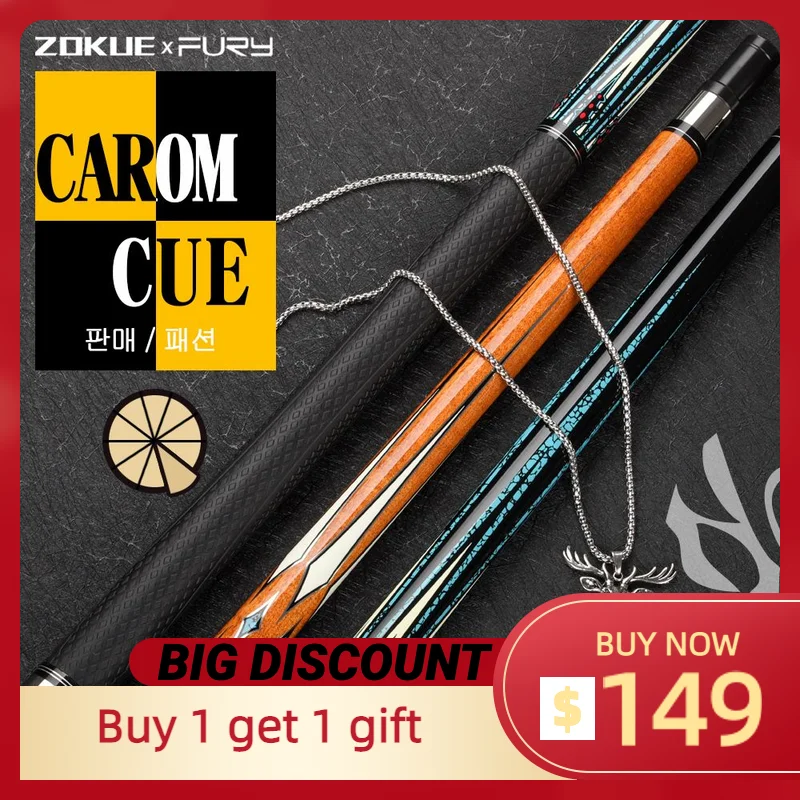

FURY ZOKUE Pool Cue 11.8mm Tip Carom Cue 10 in 1 Technology Shaft Pool Cue 3 Cushion Cues Billiard Cue Quick Joint Stick Kit