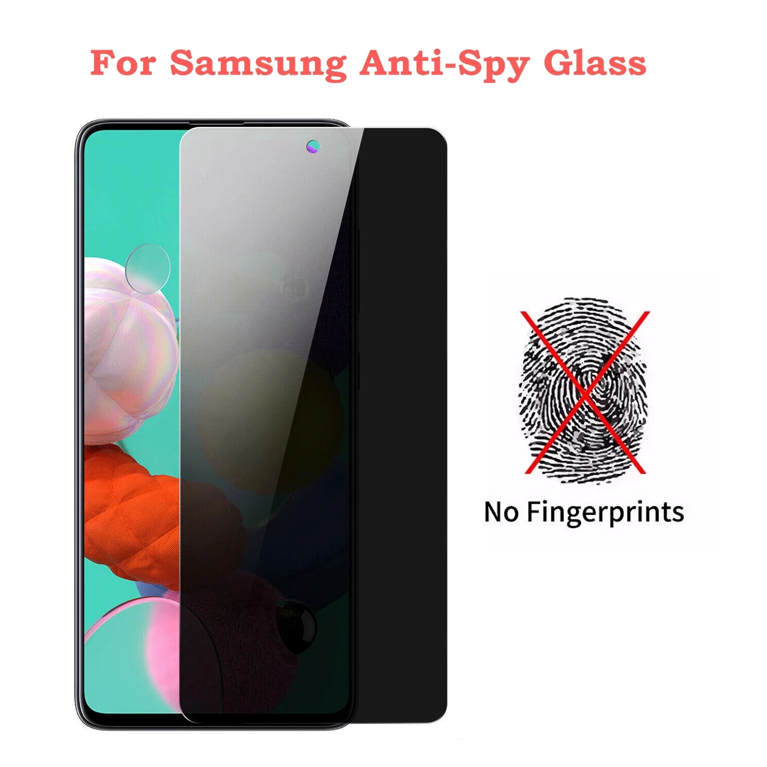 

NO Fingerprint Privacy Tempered Glass For Samsung Galaxy A90 A80 A70 A60 A30 A50 S Anti-spy Film For A71 A72 A51 A52 A31 A21s