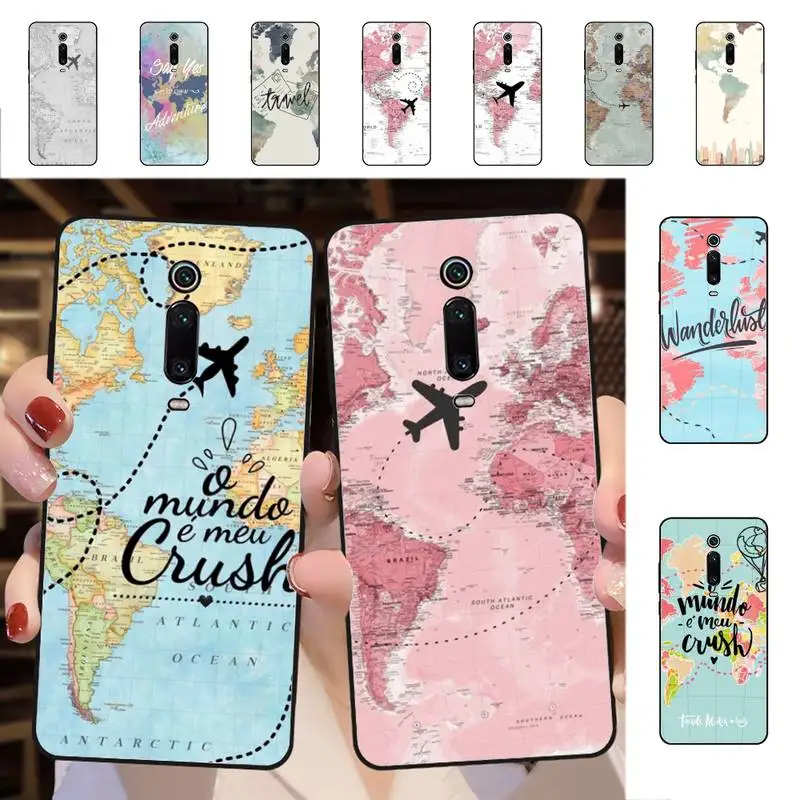 

Popular World Map Travel Phone Case for Redmi 5 6 7 8 9 A 5plus K20 4X S2 GO 6 K30 pro