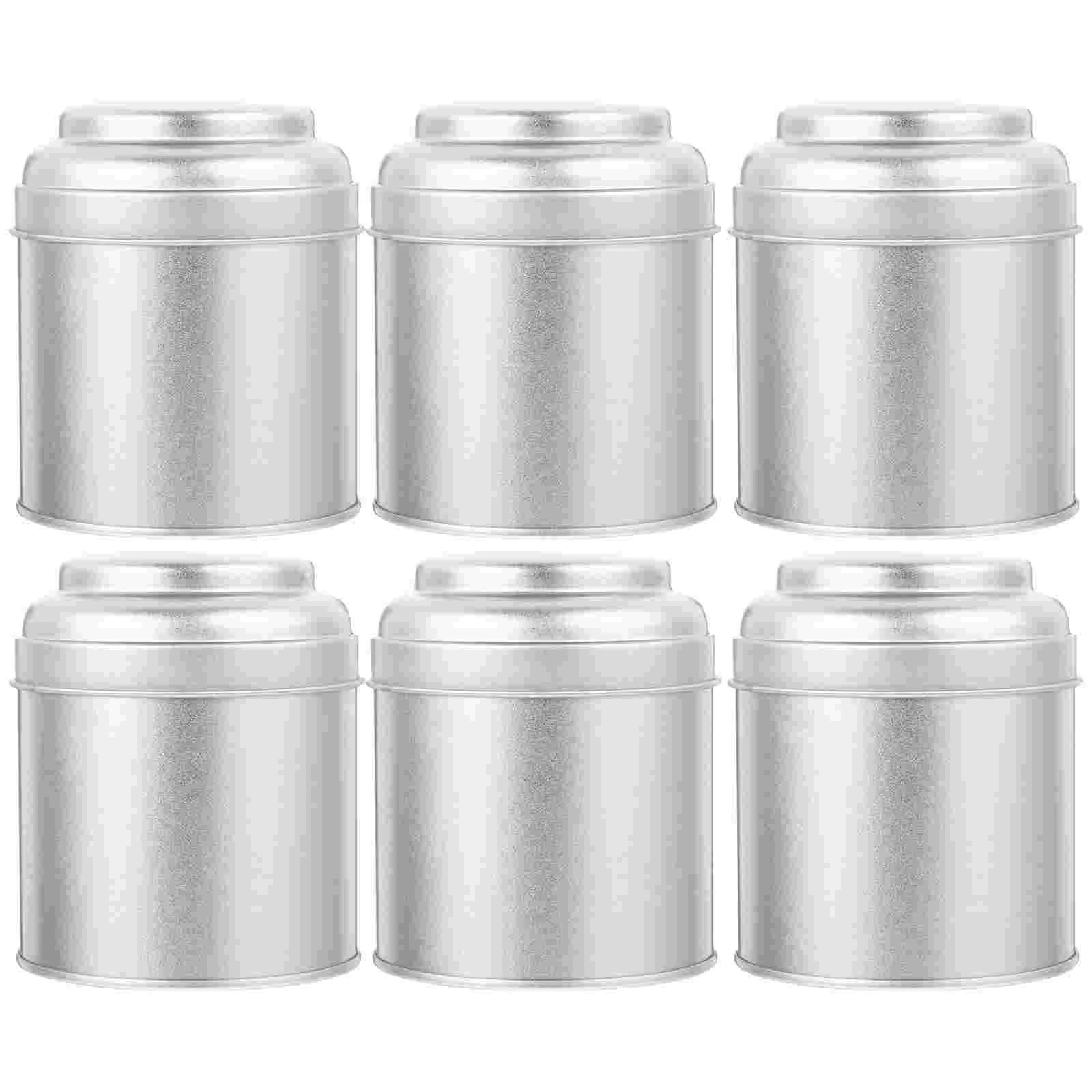 

6 Pcs Food Storage Jar Containers Lids Double Layer Airtight Tea Tins Tinplate Jars Canister Canisters Leaf Candy