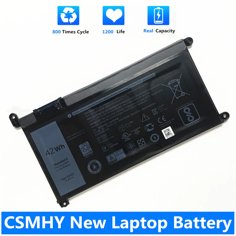 

CSMHY New 11.4V 42Wh 51KD7 Laptop Battery for Dell Chromebook 11 3180 3189 P26T Replace FY8XM Y07HK Laptop Battery