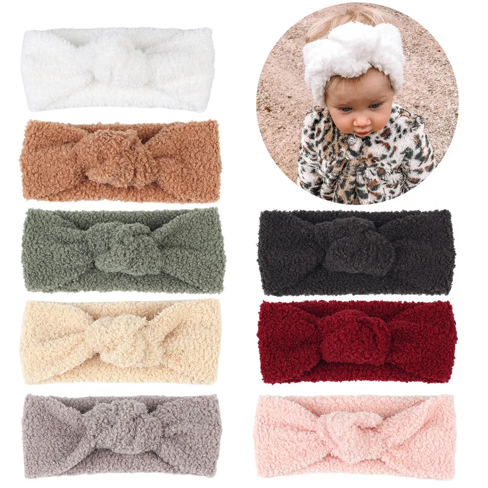 

Children Winter Cashmere Cross Headbands Wide Warm Twist Stretch Hairbands Ear Warmer Turbans for Baby Girls Hair Accesssories