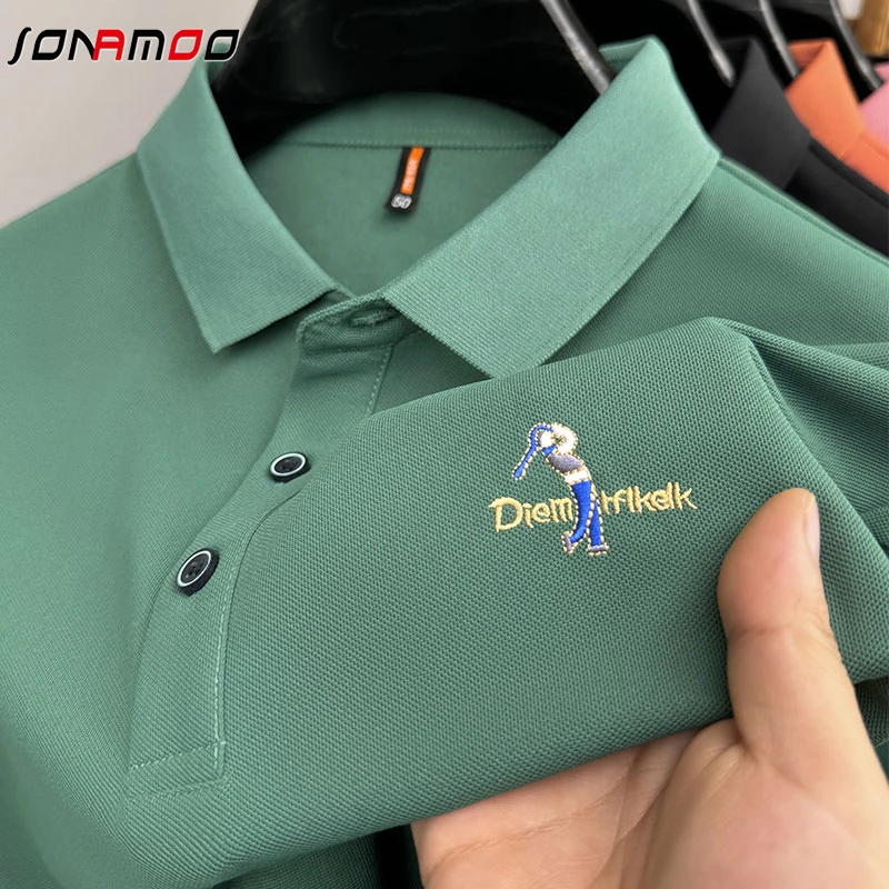 New Men's Casual and Fashionable Embroidered Short Sleeved Polo Shirt Comfortable Breathable Versatile Summer Top