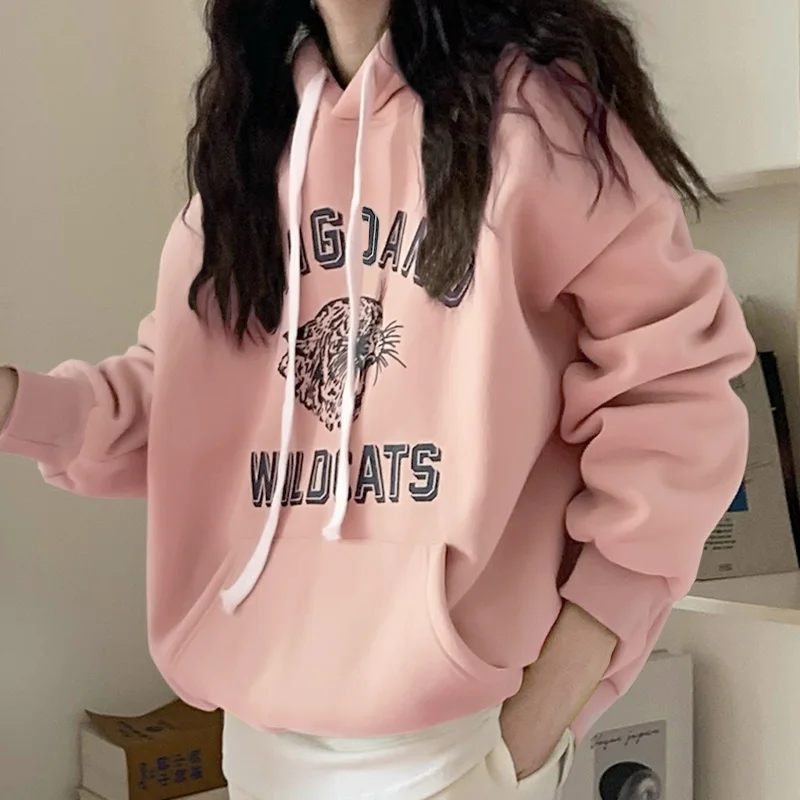 

Осенние Топы с капюшоном VONDA 2022, женские теплые Блузы с длинным рукавом и принтом, женские плиссированные свитшоты с надписью, женские блузы