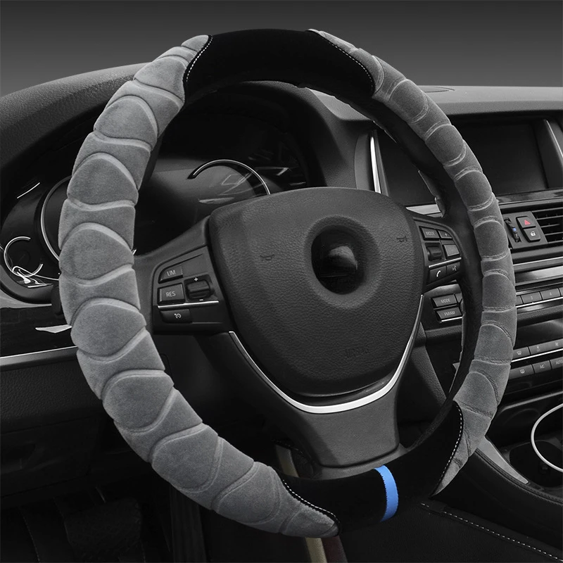 

New automobile steering wheel cover winter short plush flocking handle cover