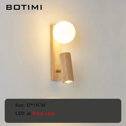 Регулируемые Настенные светильники BOTIMI, современная деревянная лампа для спальни, освещение для отеля, настенное бра в скандинавском стиле